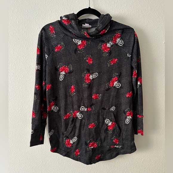 Lularoe, amber hoodie, floral and cows, size small - Picture 1 of 2